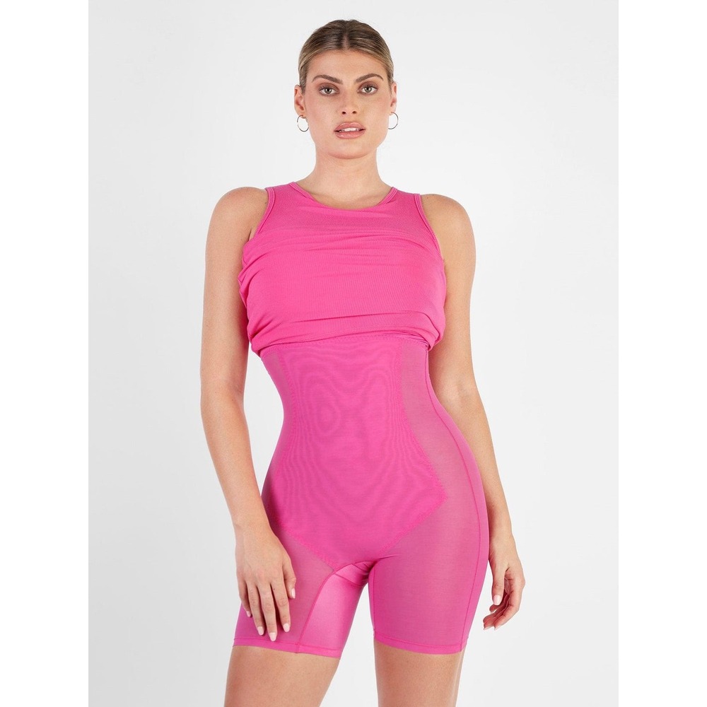 Popilush Shapewear Tummy Control Midi Dress with Built-in Bodysuit Size XL Pink - Picture 3 of 9